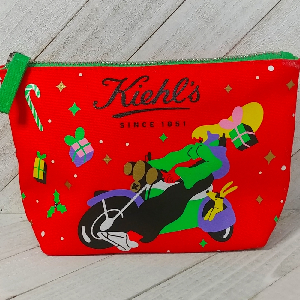 NEW Kiehl's x Marylou Favre Ltd Edition Makeup Bag Canvas Christmas Themed